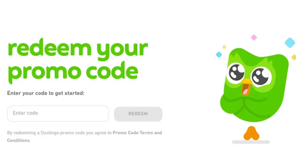 Duolingo code redemption page