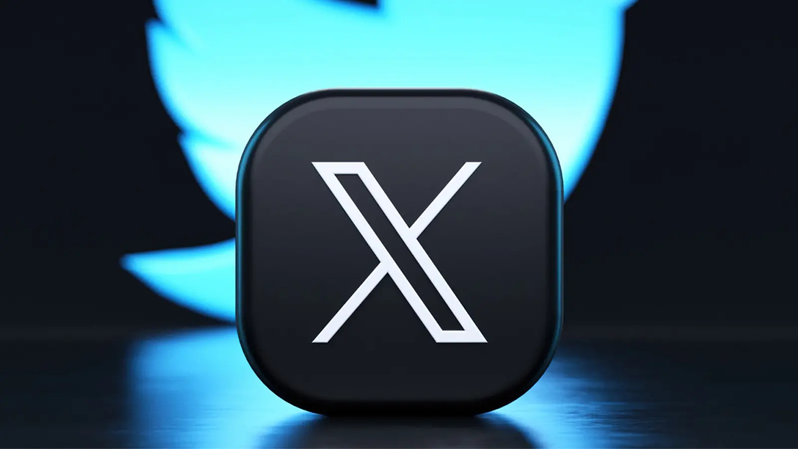 twitter bird logo behind new x logo