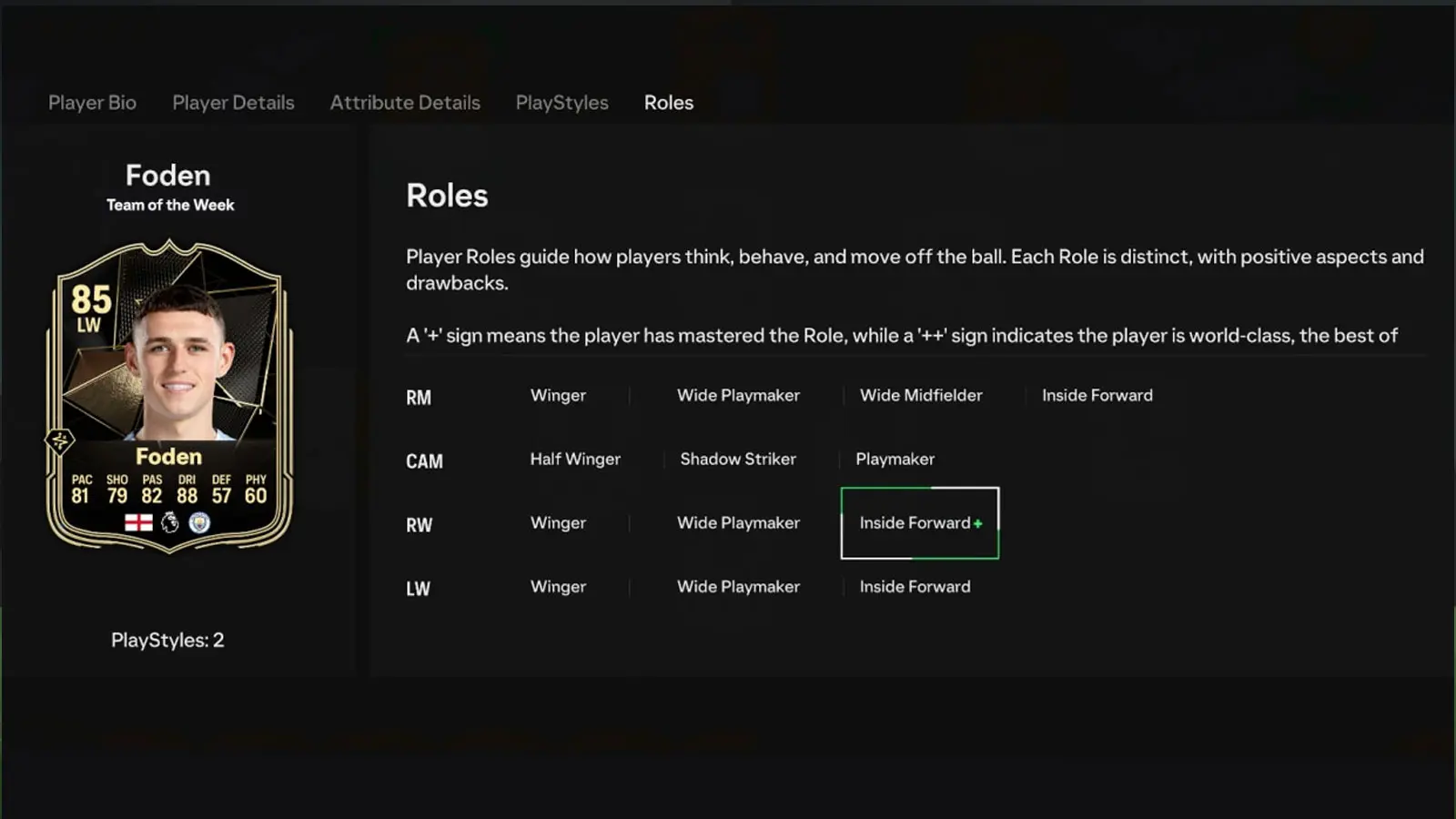 ea fc 25 fc iq player roles screenshot