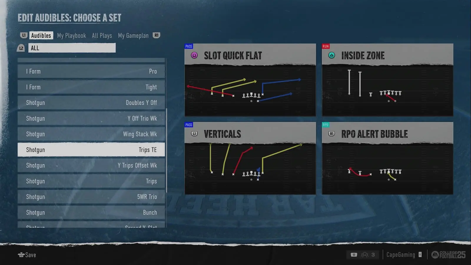 An image of the Multiple CFB playbook, one of the best offense playbooks in College Football 25.