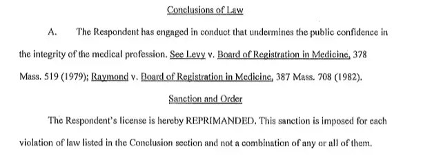 The board's ruling on Dr.K's complaint.