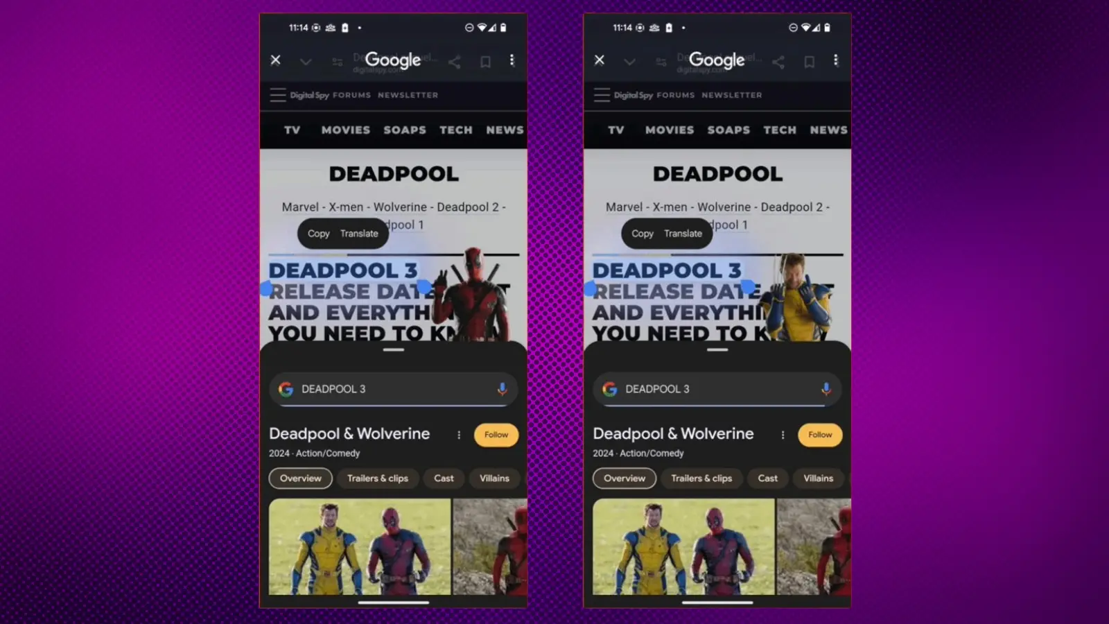 Deadpool and Wolverine animation on Android