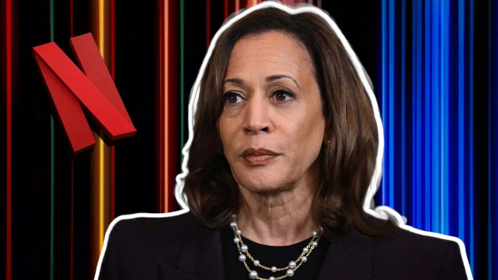 Kamala Harris and the Netflix logo