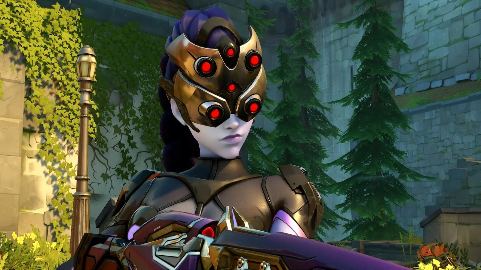 Widowmaker with mask down in Overwatch 2