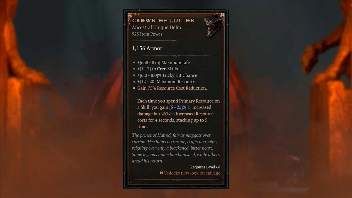 Nerf Crown of Lucion in Diablo 4