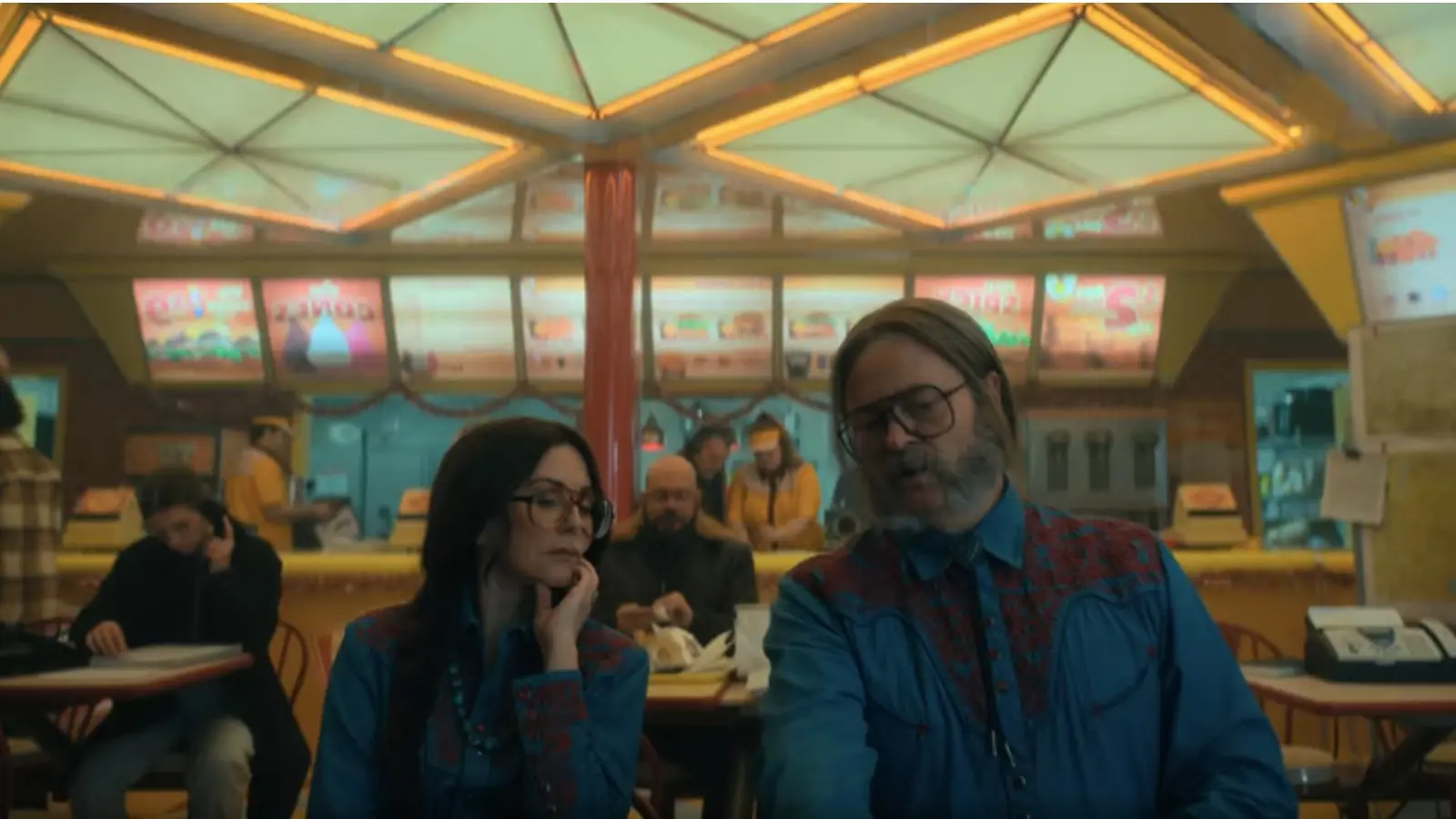 Nick Offerman and Megan Mullally in The Umbrella Academy Season 4