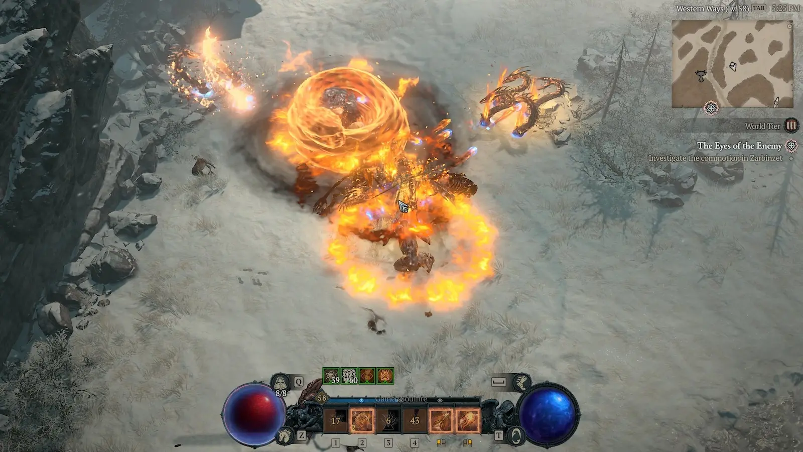 Diablo 4 Fireball Sorcerer casting Hydras and Inferno