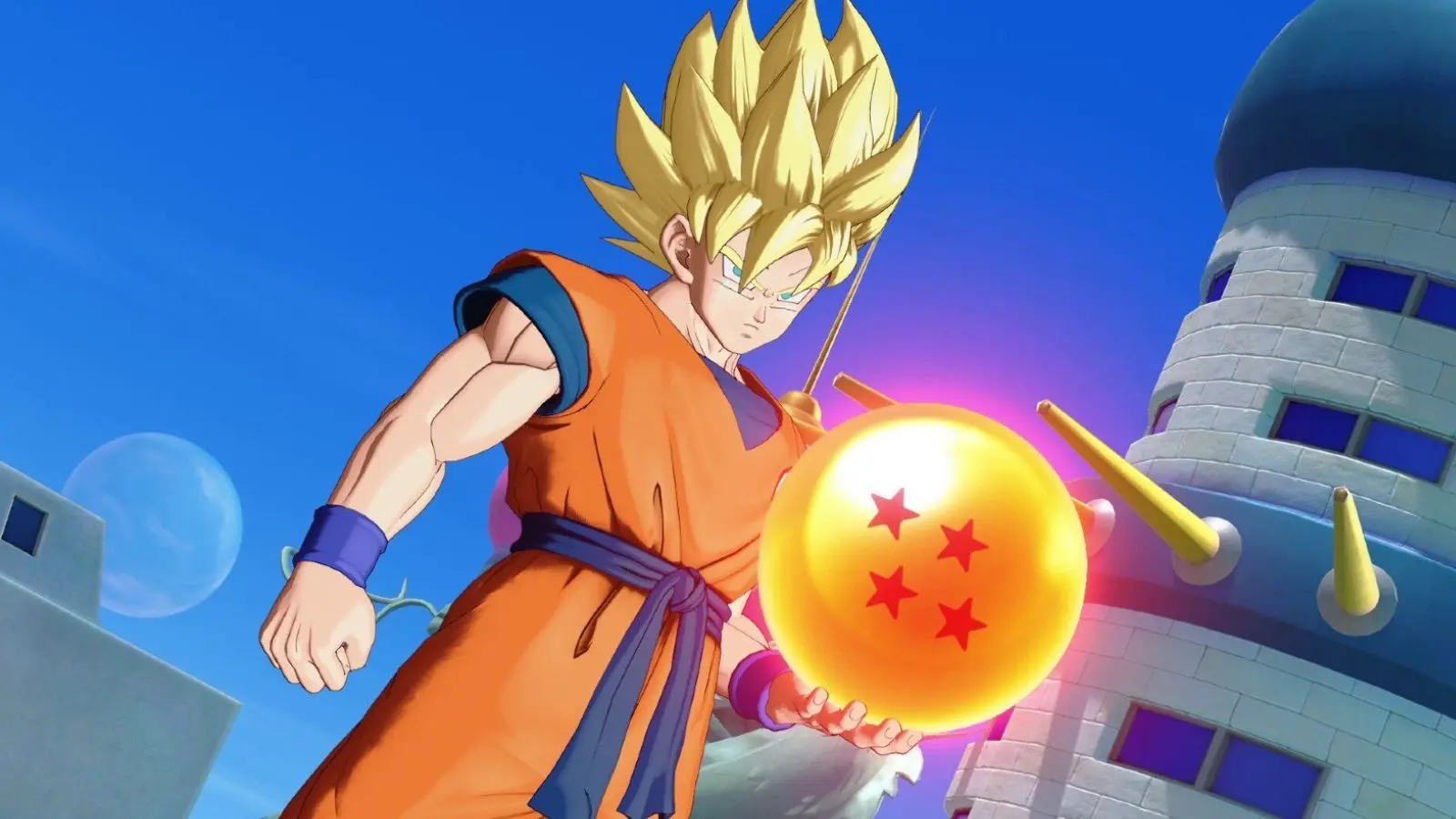 An image of Super Saiyan Goku and the four-star Dragon Ball in Dragon Ball Project: Multi.