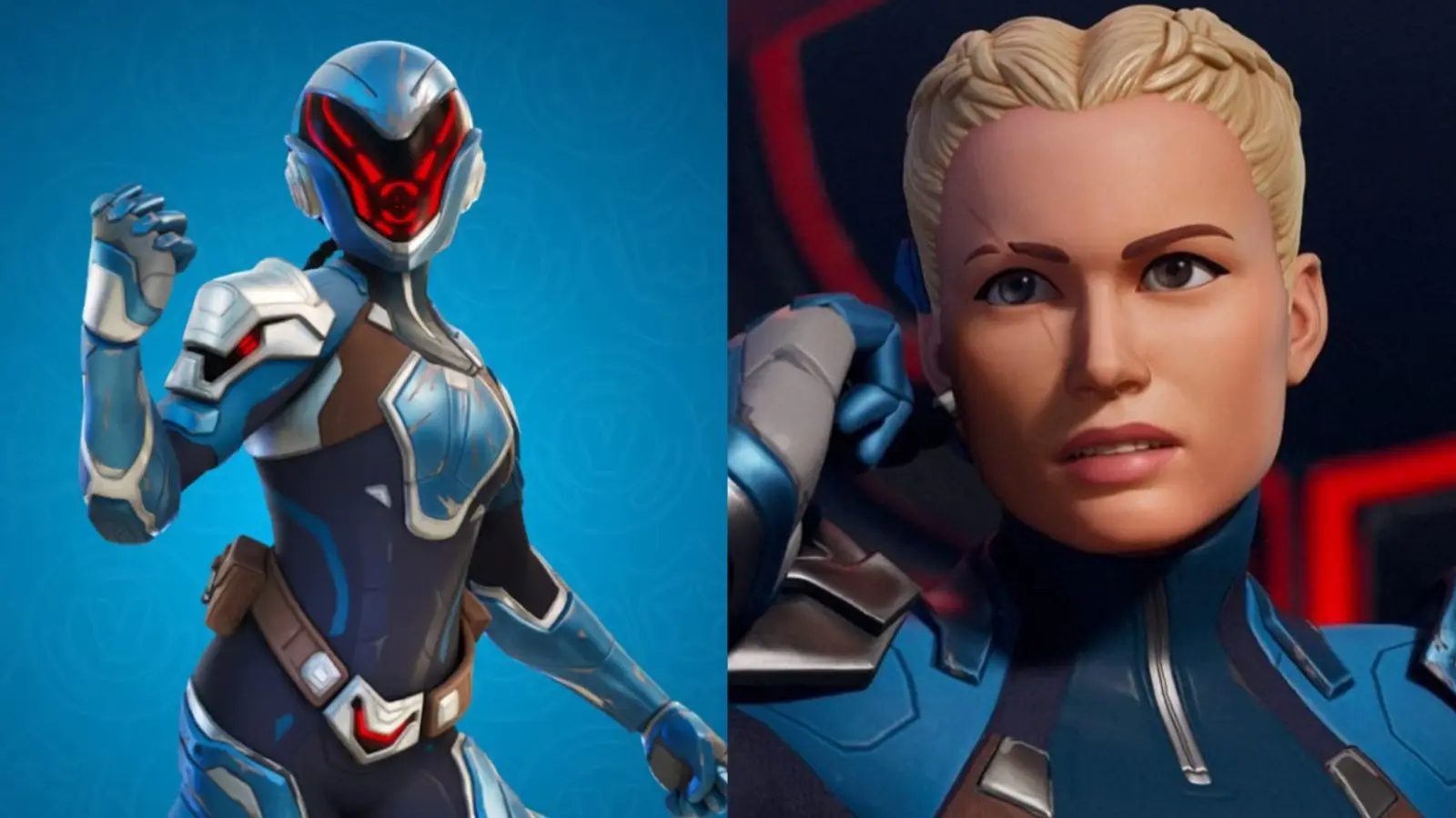 A screenshot featuring Paradigm and alternative reality version of her in Fortnite