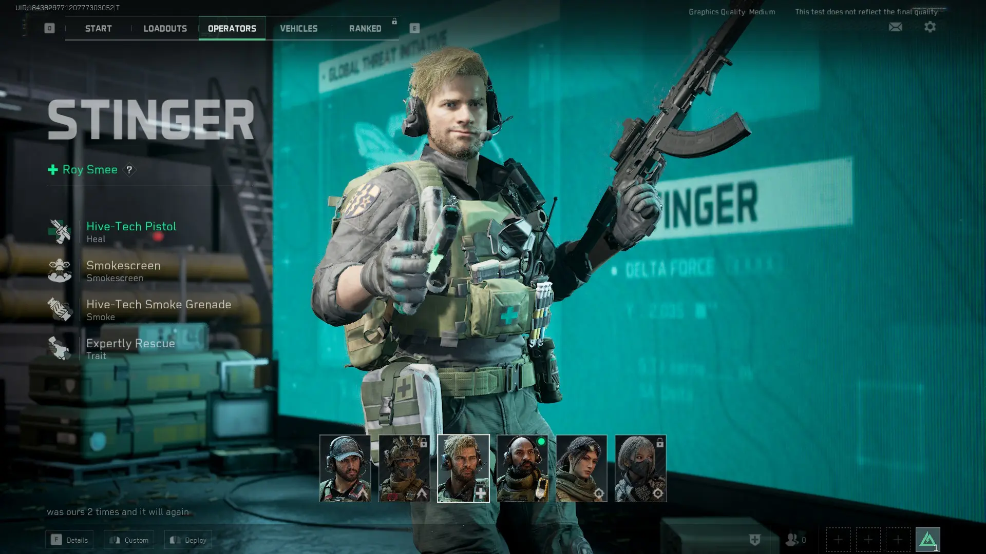 A screenshot of Stinger in Delta Force: Hawk Ops