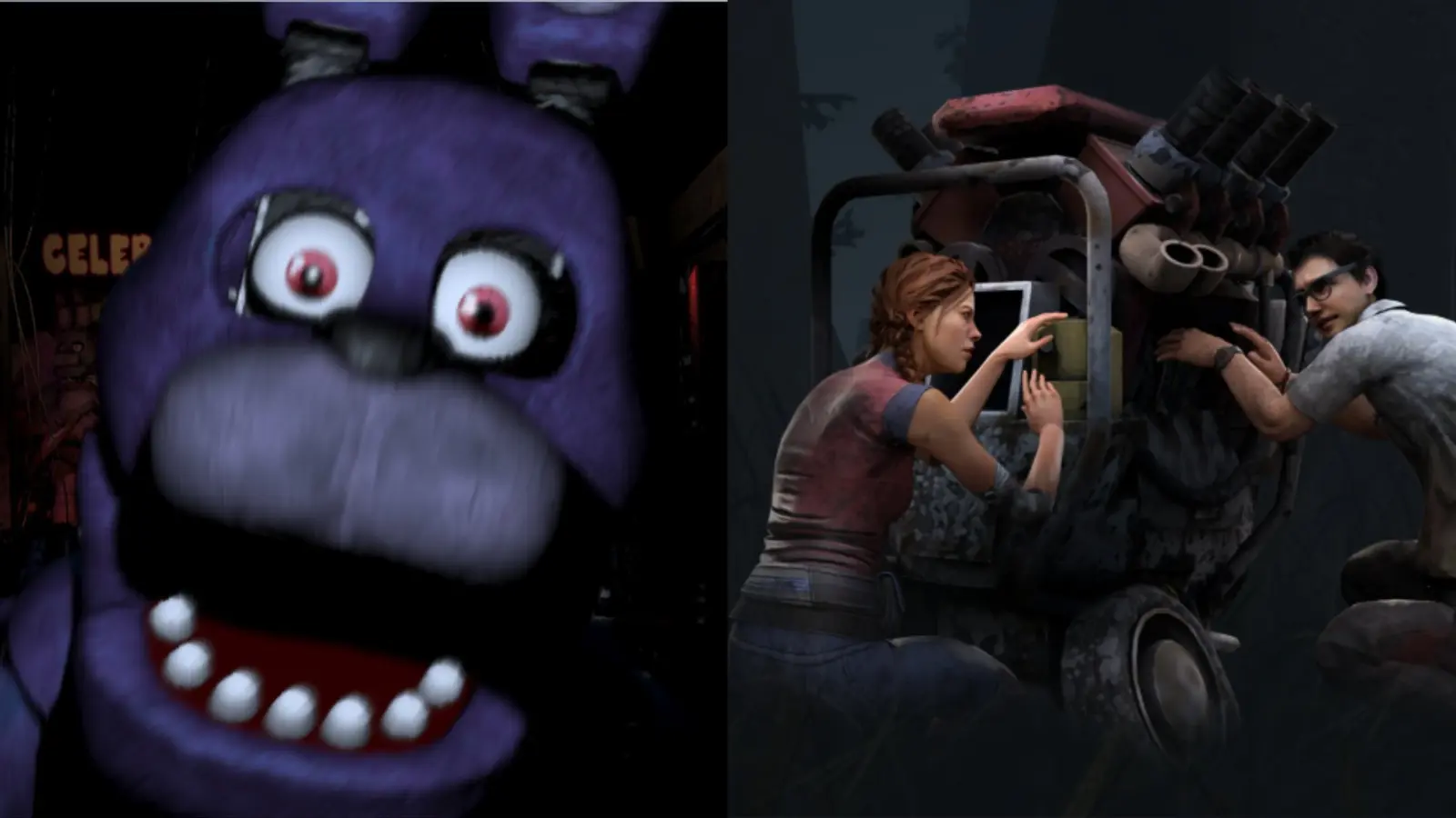 A screenshot featuring Dead by Daylight and FNAF.