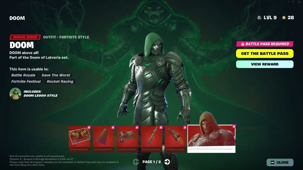 Doom and cosmetics in battle pass