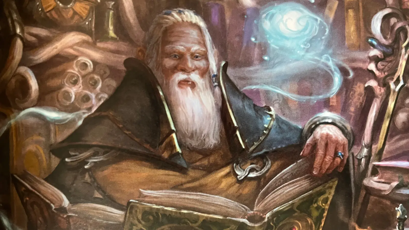 Wizard reading a tome in D&D's PHB (2024)