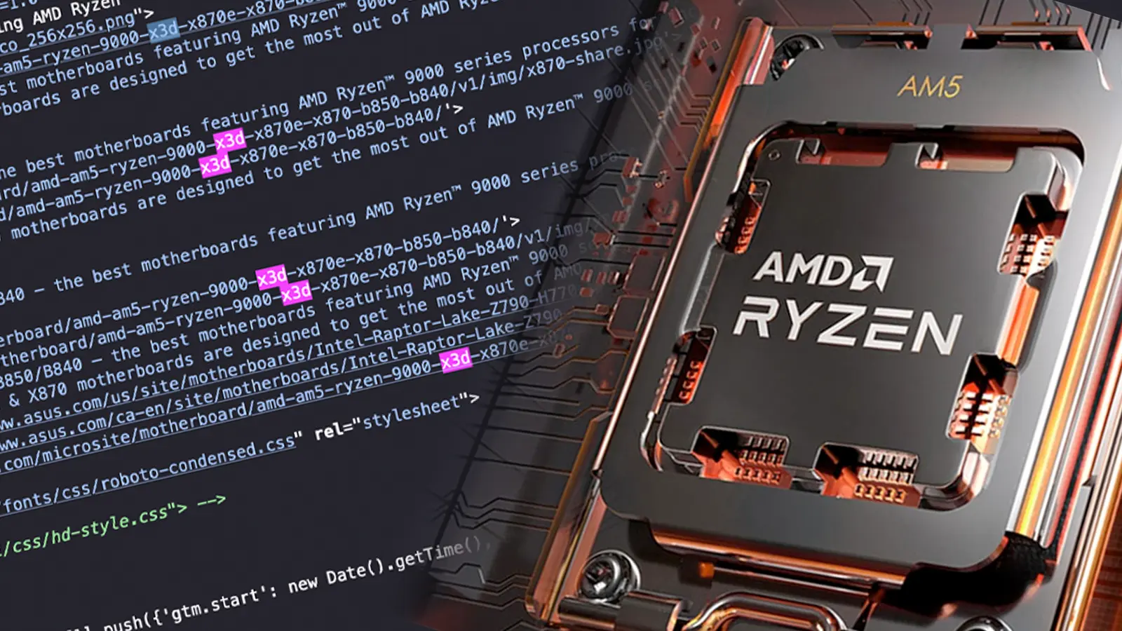 amd am5 cpu next to code saying X3D