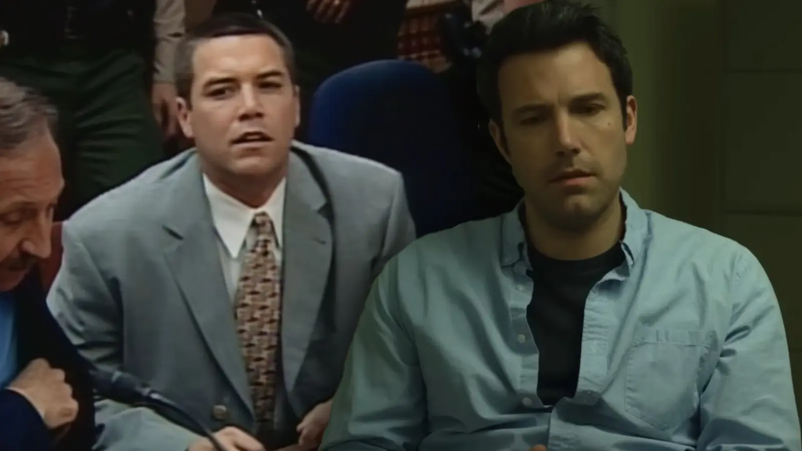 Scott Peterson during the murder trial and Ben Affleck in Gone Girl