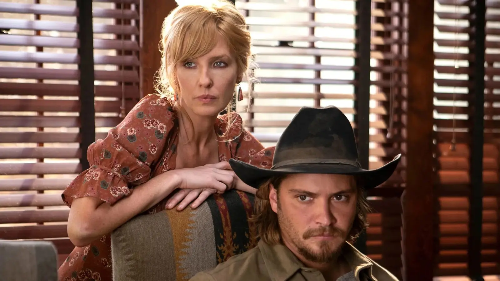 Kelly Reilly as Beth and Luke Grimes as Kayce in Yellowstone