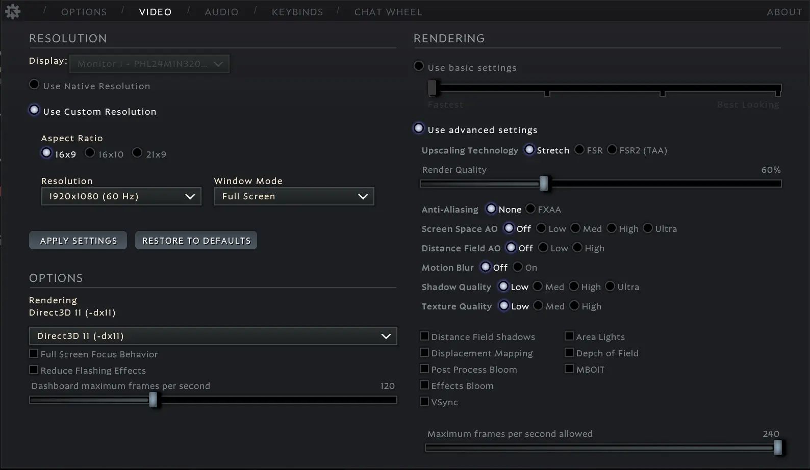 Deadlock low pc specs settings screen