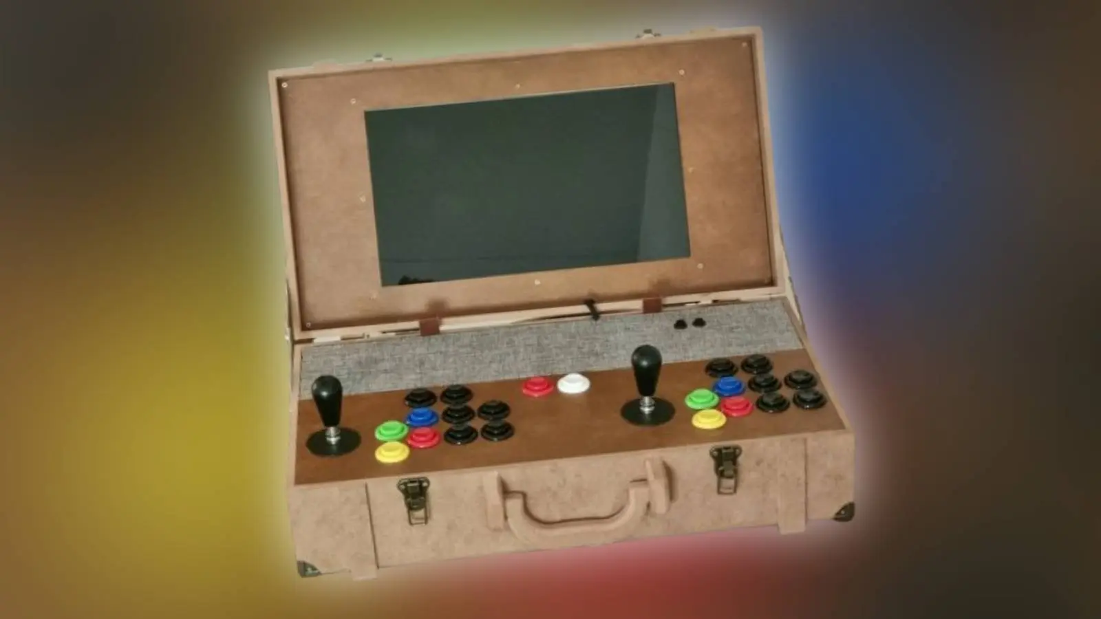 Arcade cabinet inside a briefcase