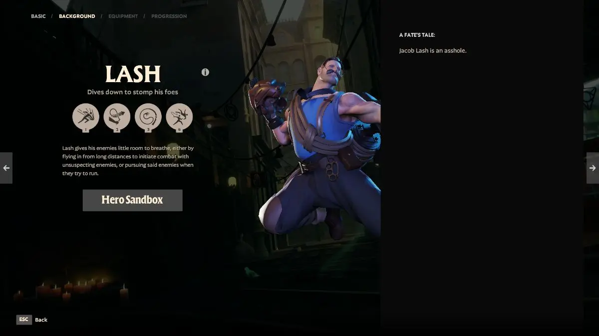 Lash's in-game description in Deadlock