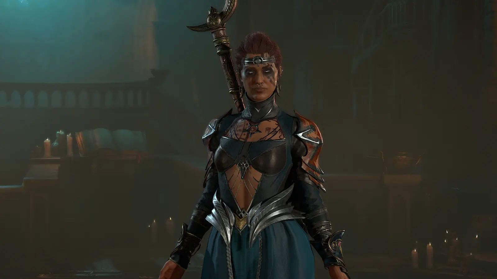 Diablo 4 Sorcerer in blue clothing