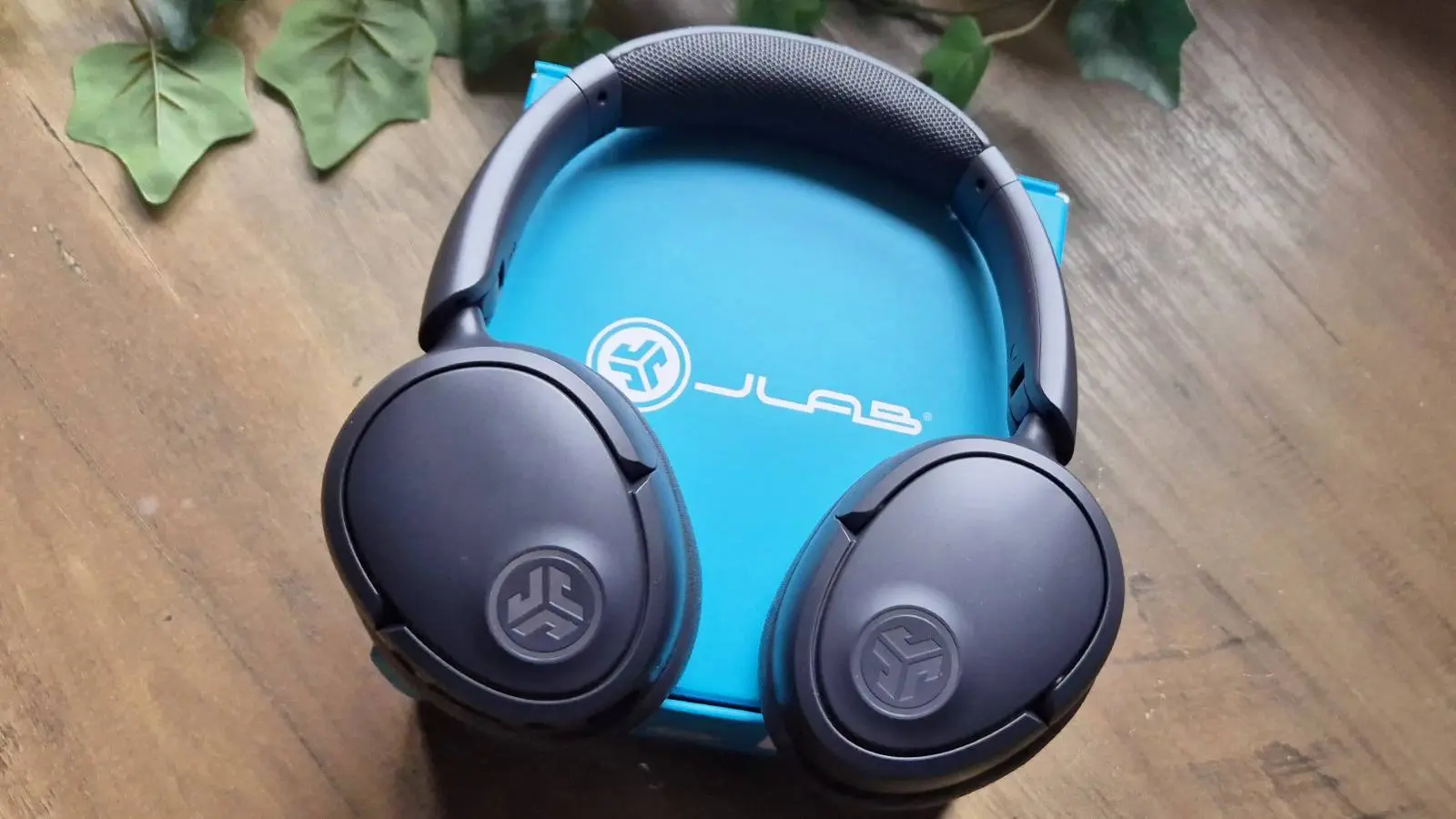 Custom photo of the JBud Lux ANC over-eat headphones by JLab.