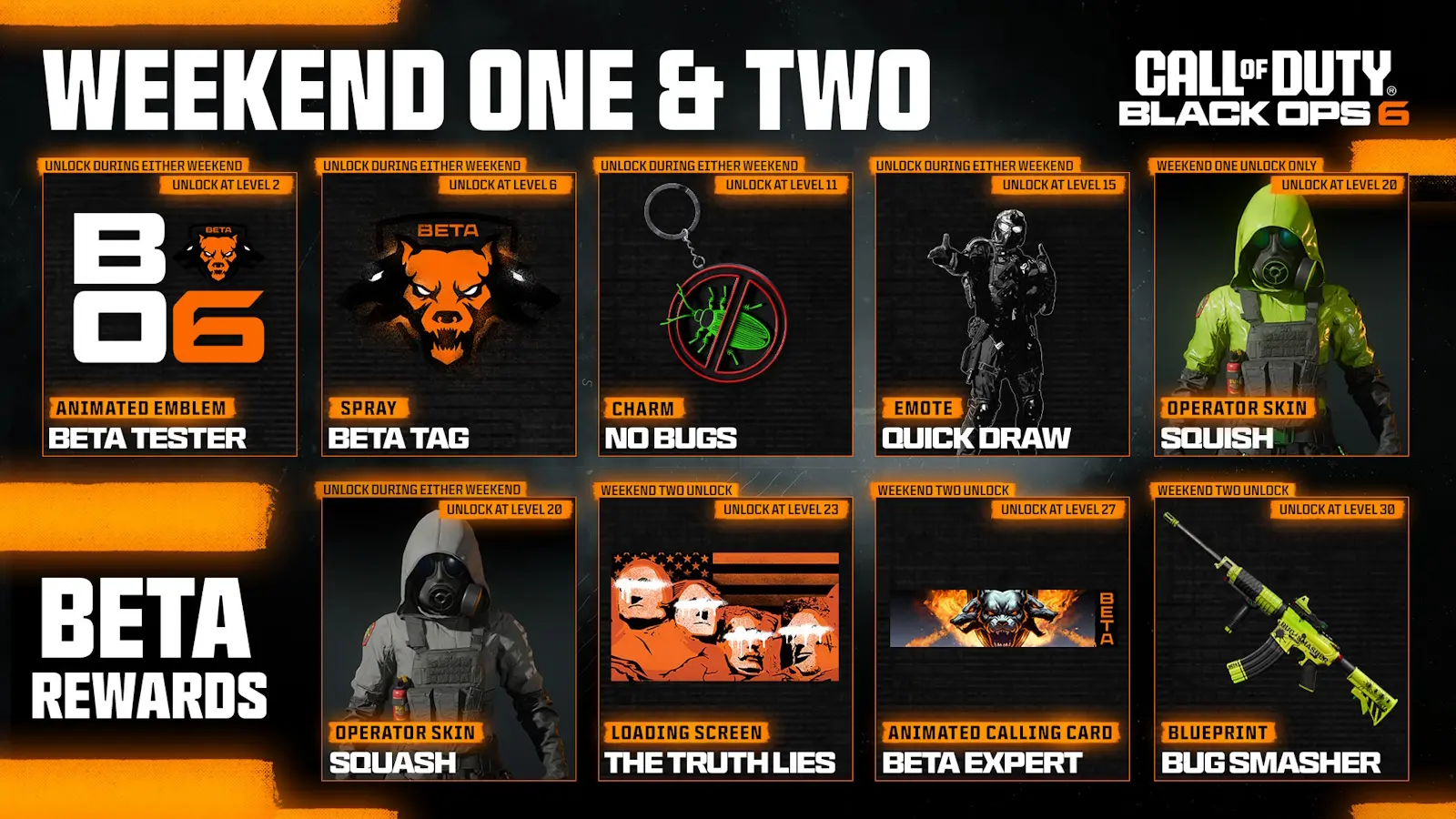 All Black Ops 6 beta rewards.