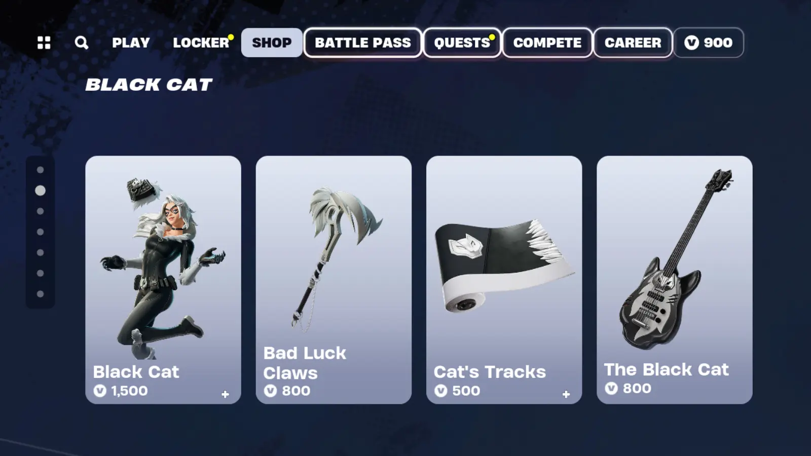 Fortnite Black Cat skin and cosmetics.