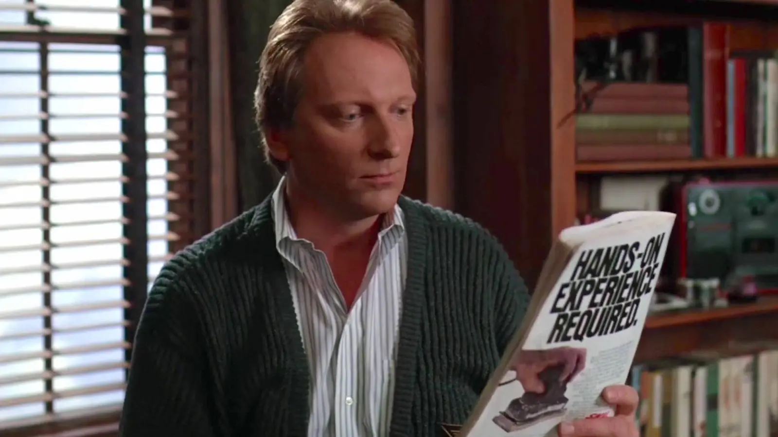 Jeffrey Jones reading in Beetlejuice.