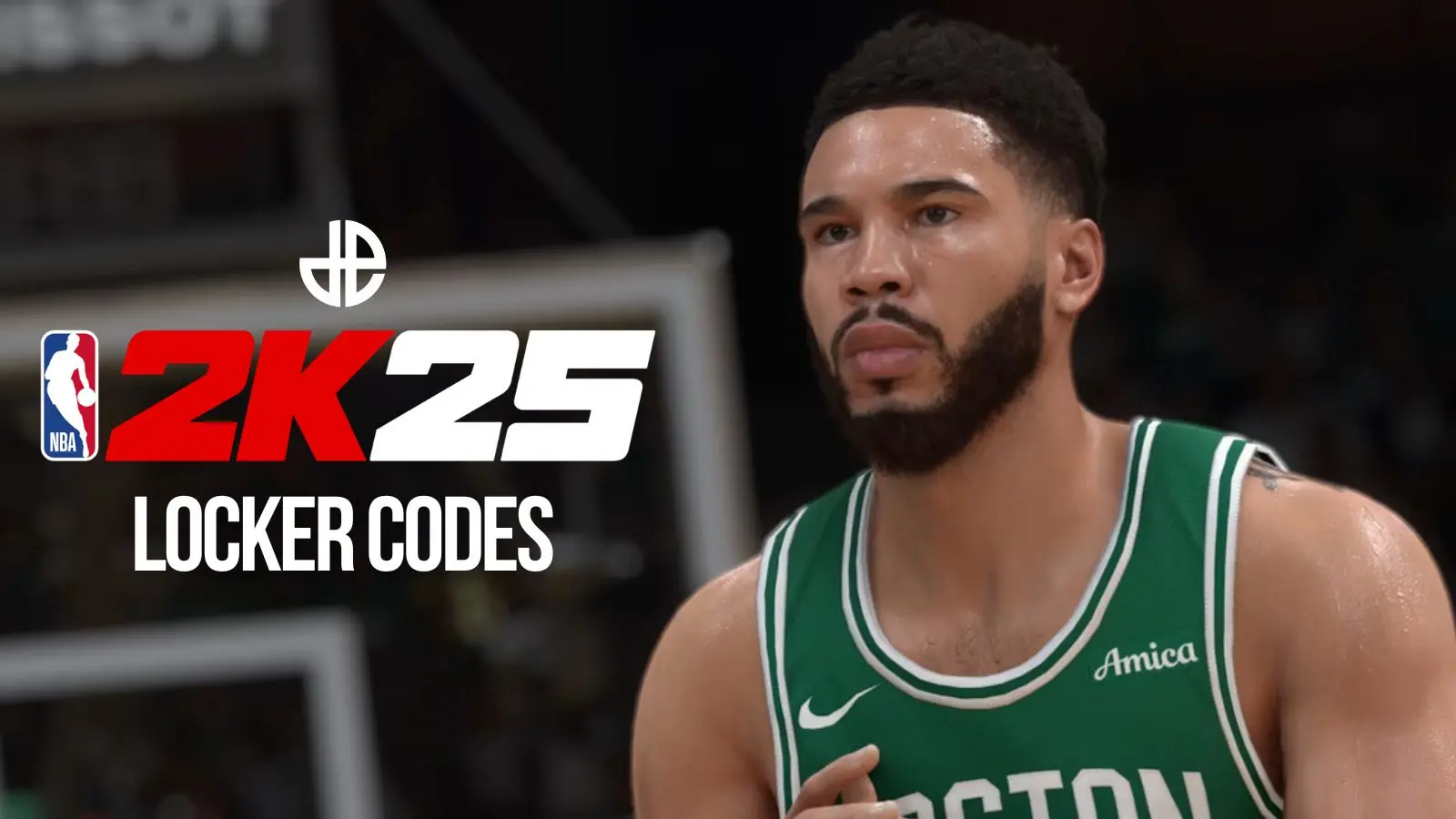 Jason Tatum in NBA 2k25 next to locker codes text