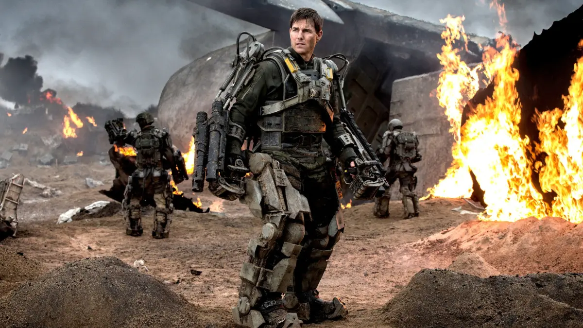 Tom Cruise as William in Edge of Tomorrow, now on Netflix