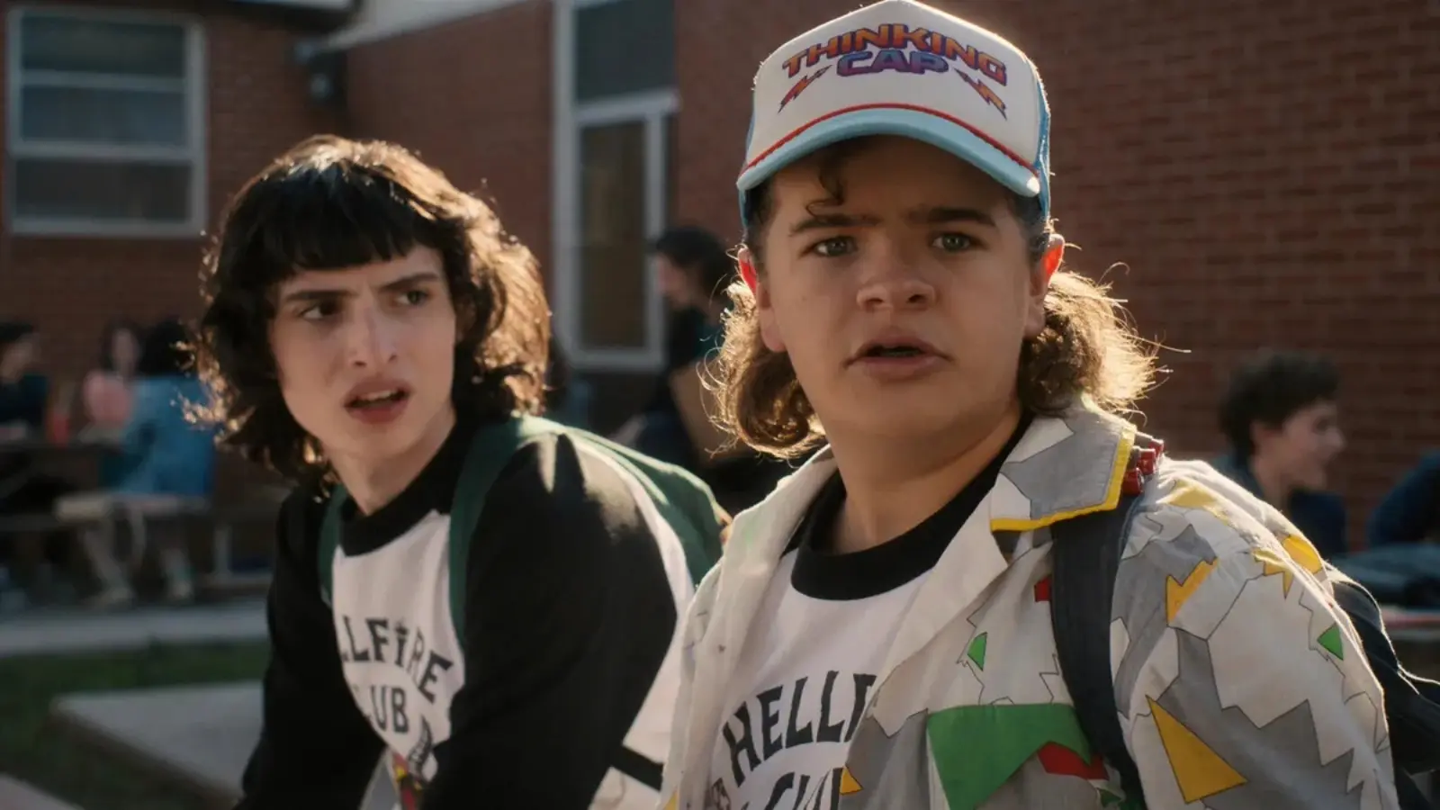 Finn Wolfhard and Gaten Matarazzo as Mike and Dustin in Stranger Things