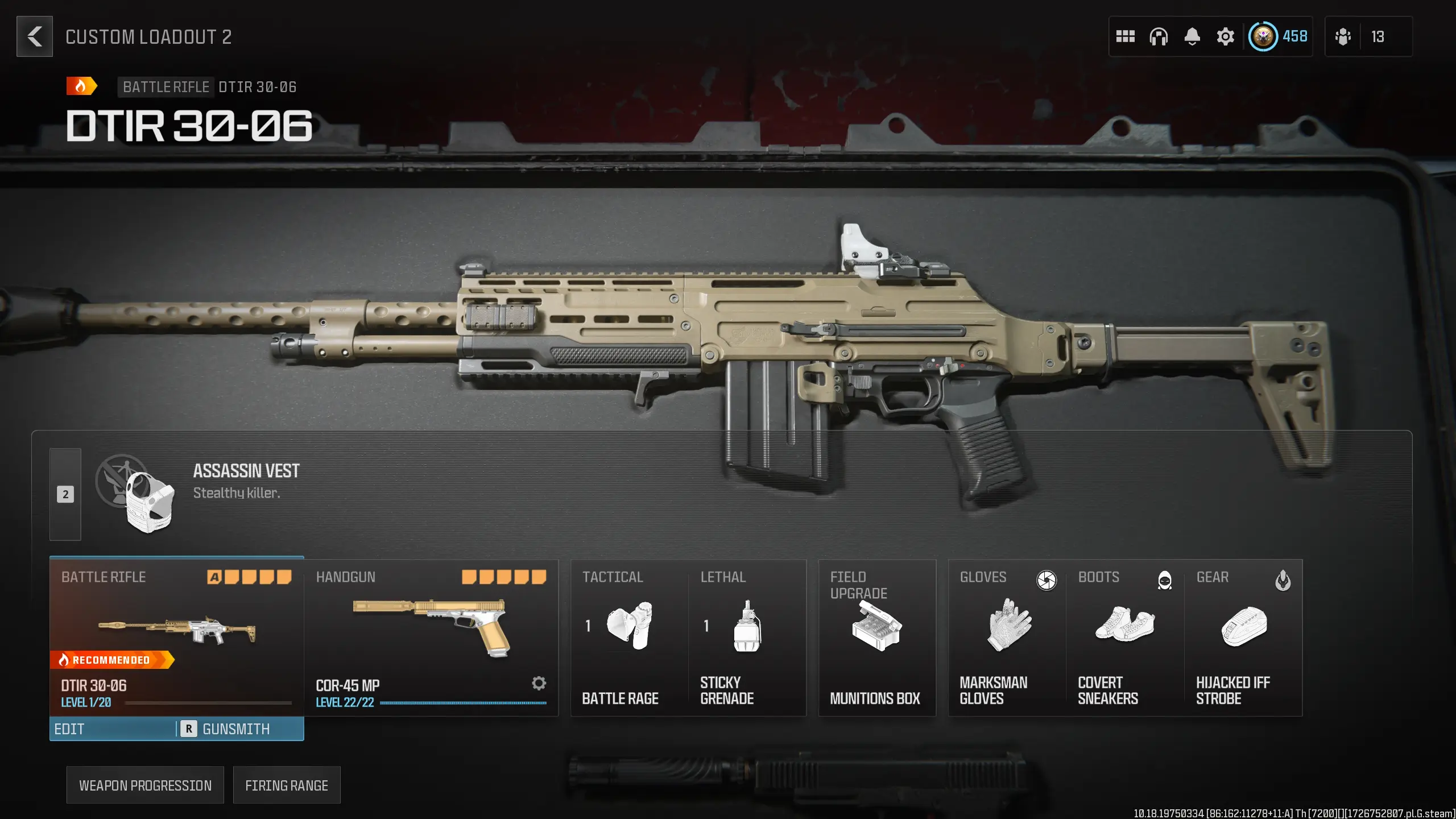 Screenshot of the best class to use with the DTIR 30-06 in MW3.