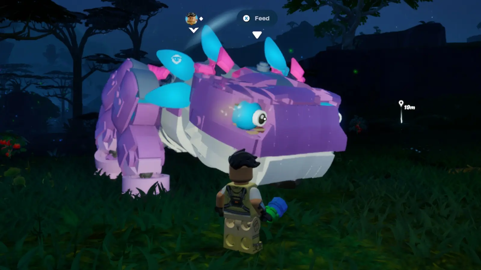 A screenshot featuring Klombo and Klomberries in LEGO Fortnite.