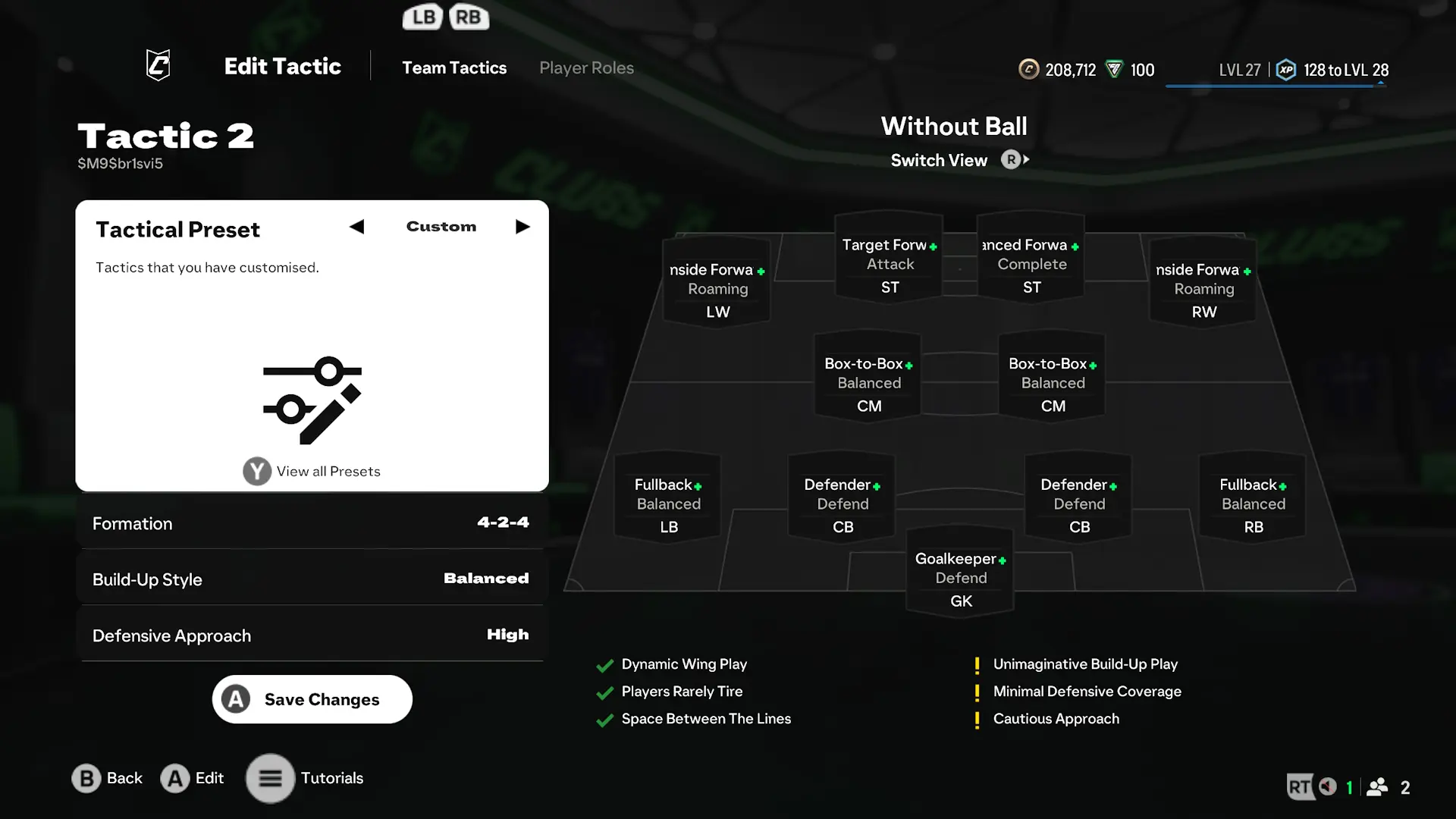 Screenshot of a meta 424 Clubs formation in EA FC 25.