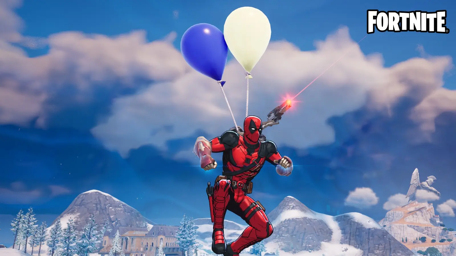 Fortnite player floating with Balloons