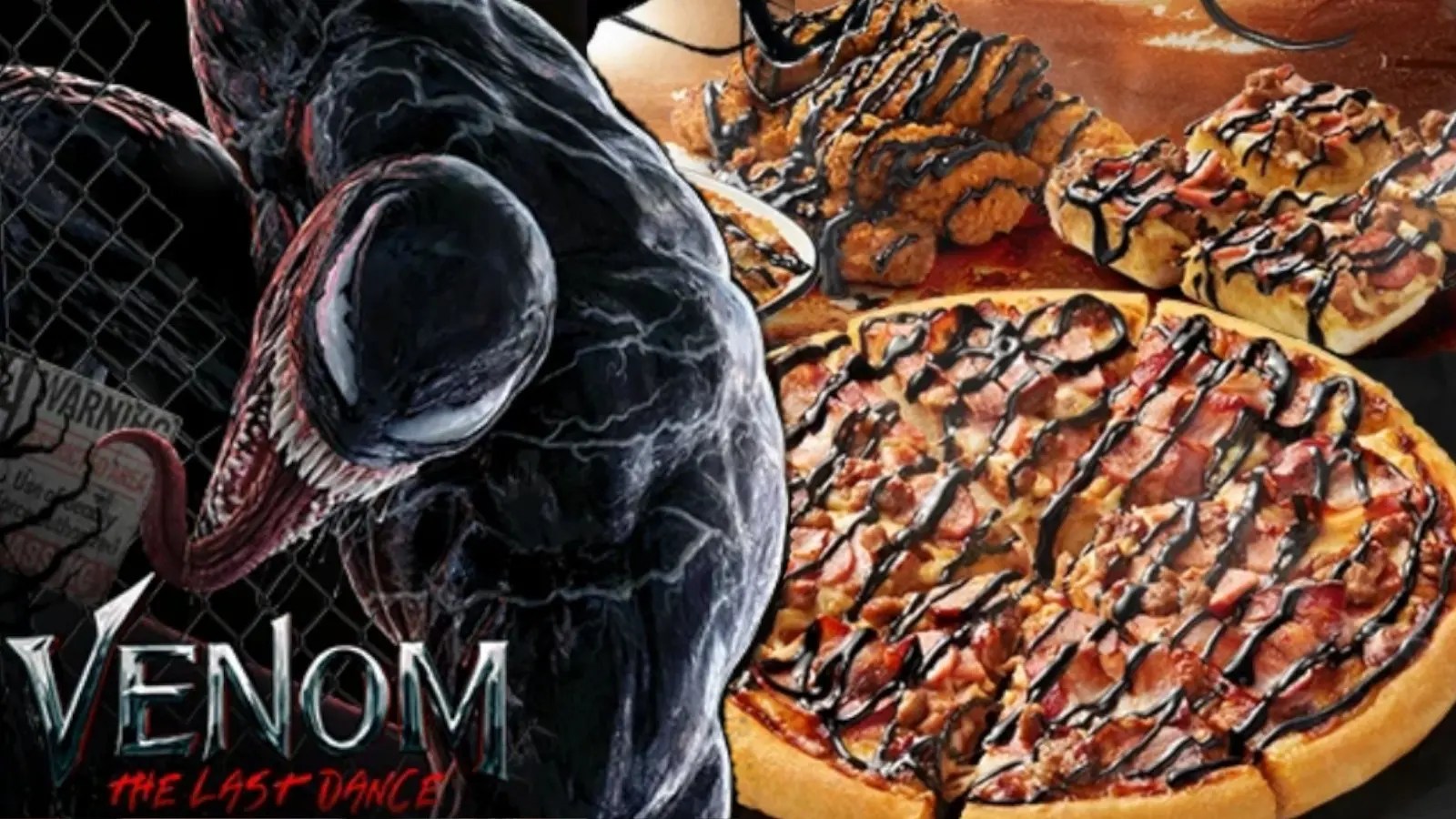 Venom explodes on your pizza pizza hut crossover