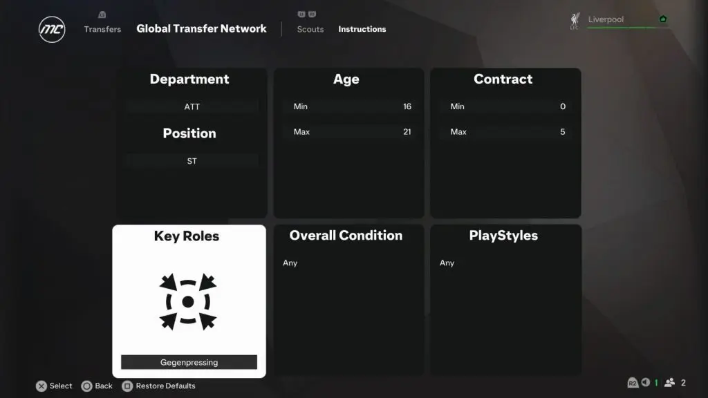 Screenshot of scouting network screen in EA FC 25