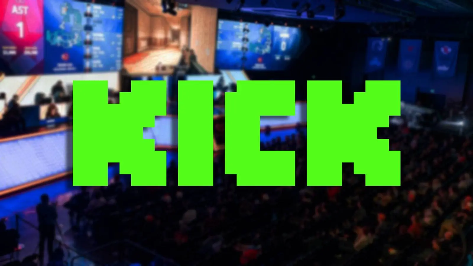 Kick logo in front of esports crowd