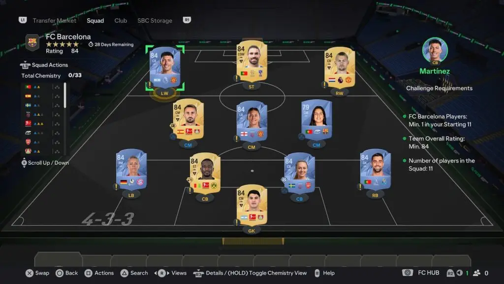 FC Barcelona SBC solution in EA FC 25