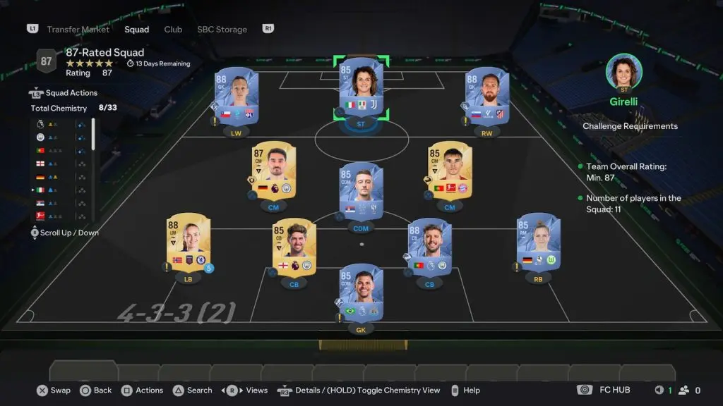 87-Rated squad SBC solution in EA FC 25