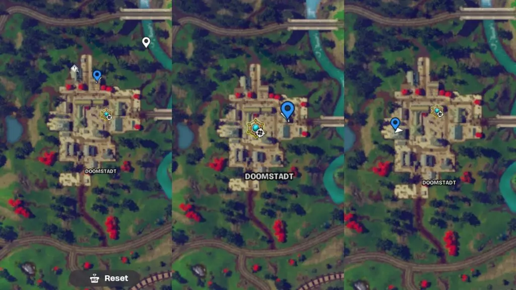 A screenshot featuring toilet locations in Fortnite.