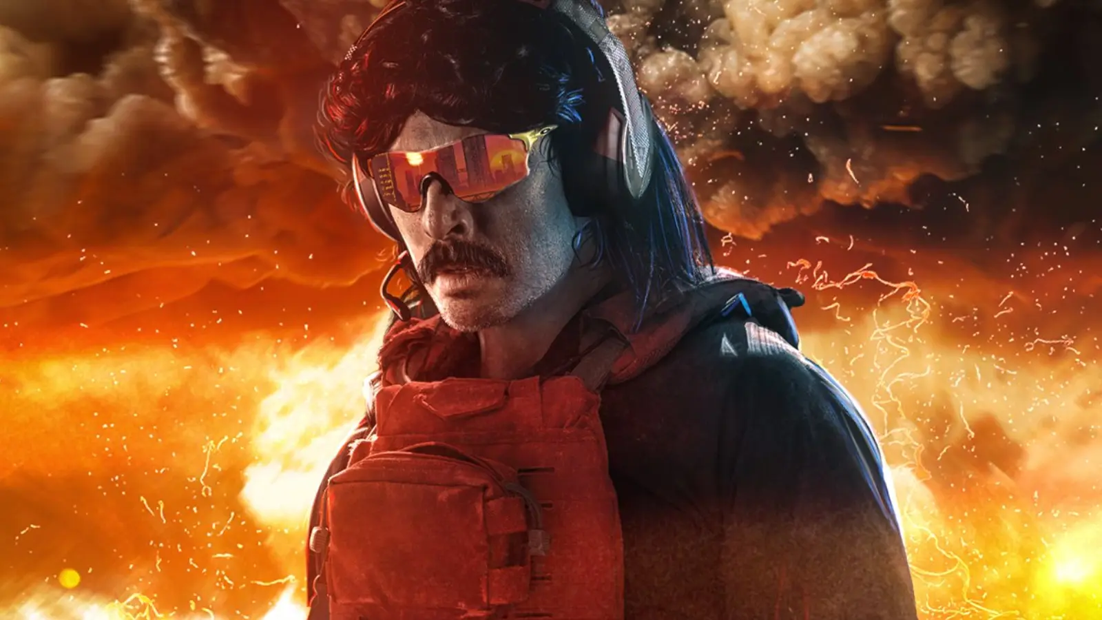 dr disrespect in front of explosion