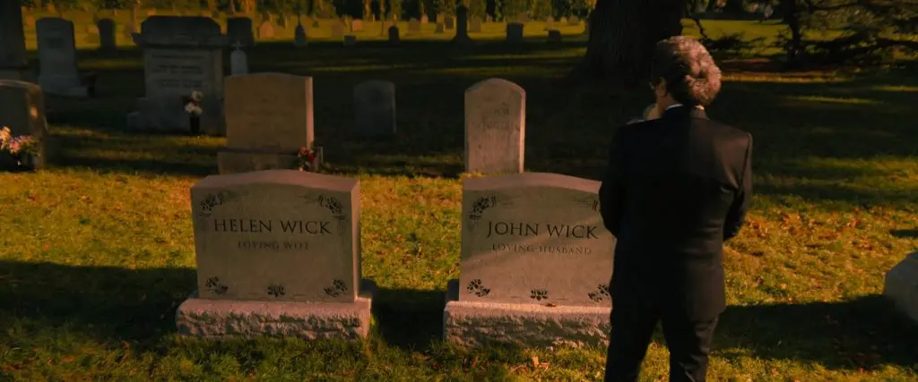 The final scene of John Wick 4 with Winston and John Wick's grave