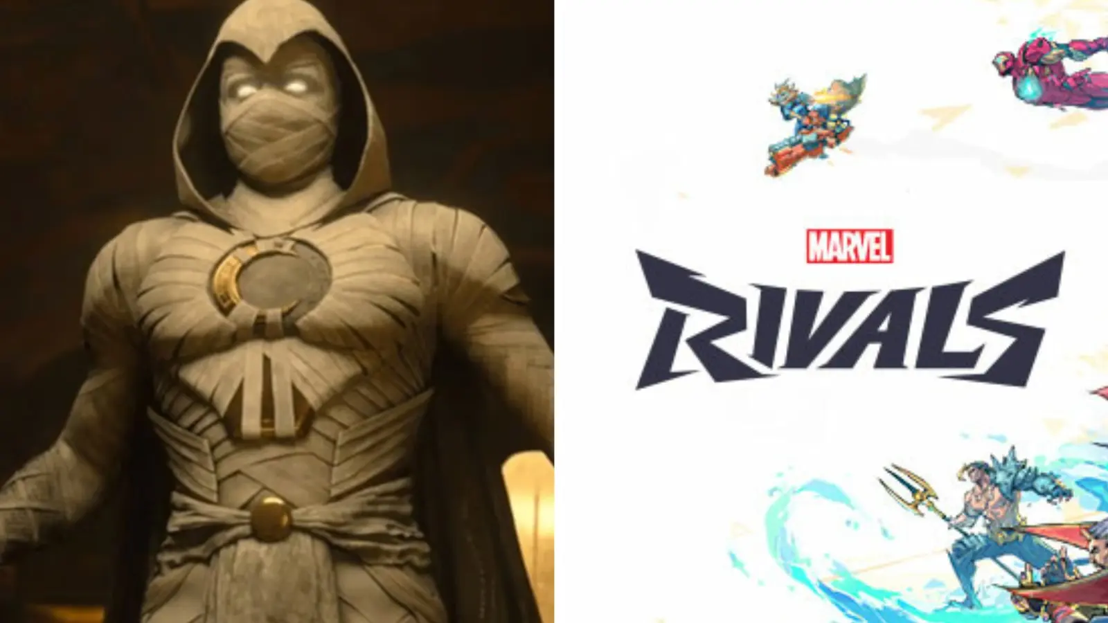 A screenshot featuring Moon Knight and Marvel Rivals logo.