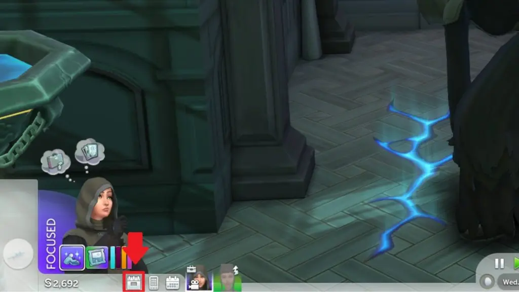 A screenshot featuring the Calendar icon in The Sims 4.