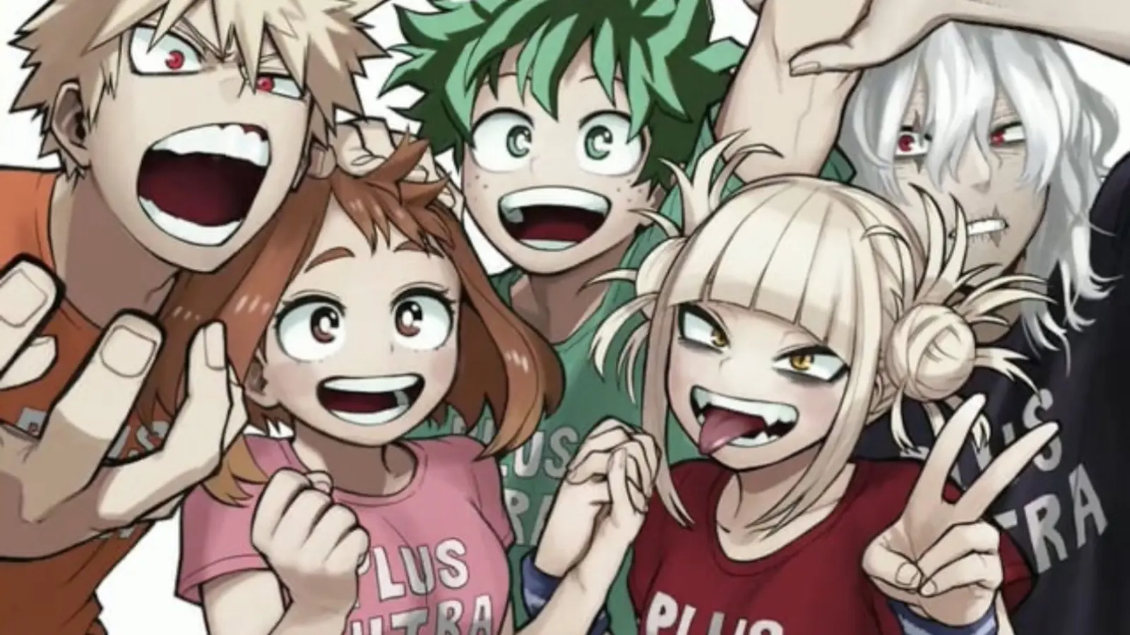 Deku and other Class 1-A students in My Hero Academia