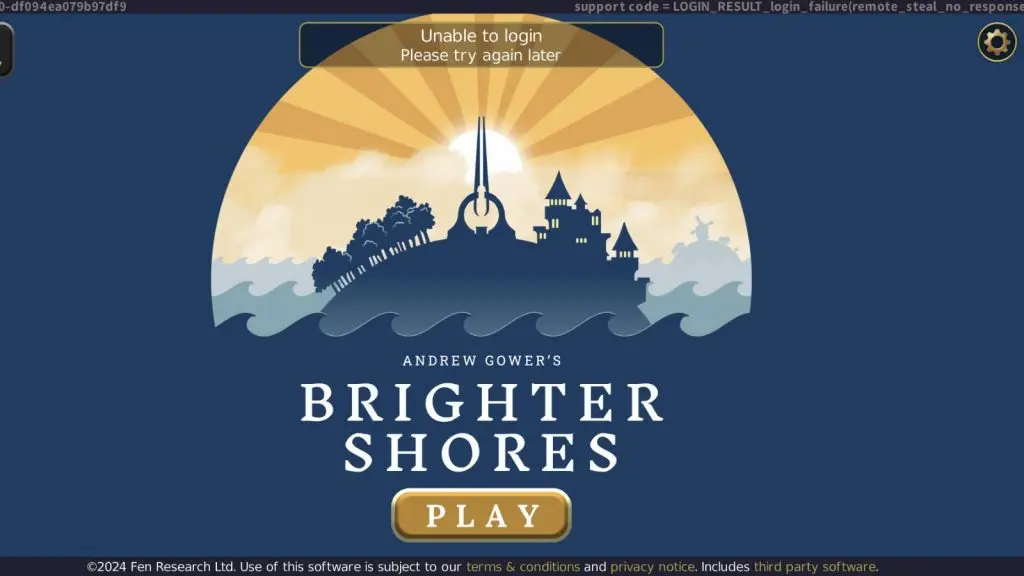 Brighter Shores login issues