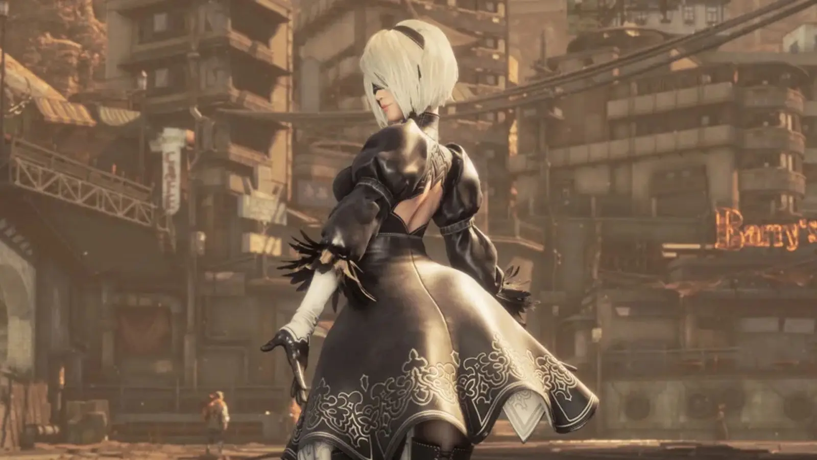 Eve wearing the 2B outfit