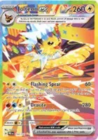 An image of Jolteon in the Prismatic Evolutions Pokemon TCG expansion set.