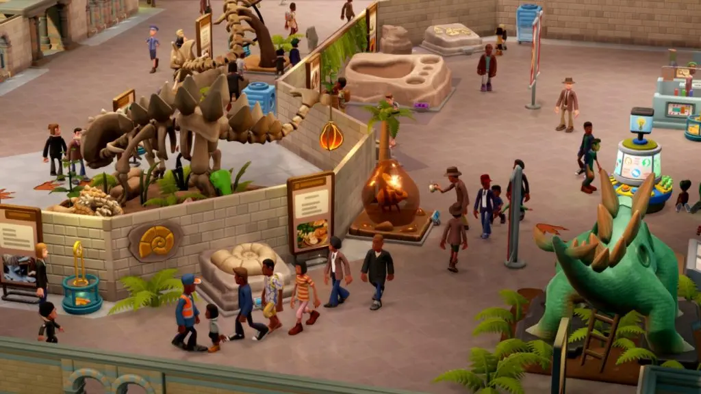 A screenshot featuring multiple exhibits in Two Point Museum.